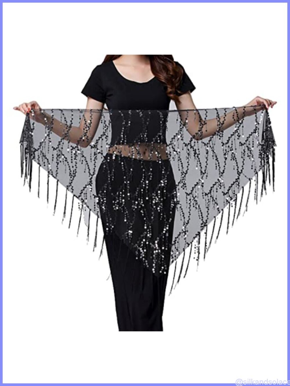 Belly Dance Hip Scarf Nylon Sequin Wrap for Yoga Zumba Performance